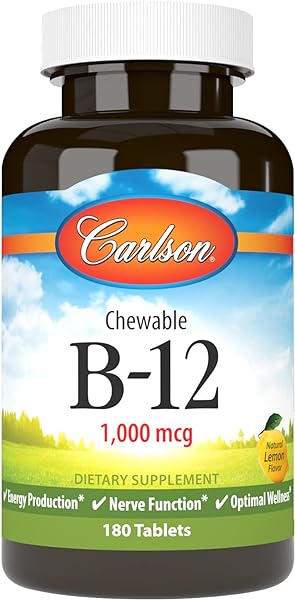 Chewable B-12, 1000 mcg, Energy Production, Nerve Function & Optimal Wellness, Lemon, 180 tablets in Pakistan
