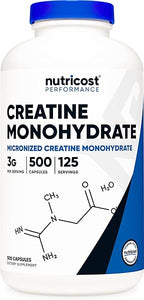 Nutricost Micronized Creatine Monohydrate 3,000mg 500 Capsules, 125 Servings, 750mg of Creatine Monohydrate Per Capsule in Pakistan