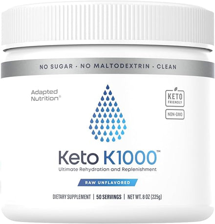 Keto K1000 Electrolyte Powder | Unflavored | Hydration Supplement Drink Mix | Boost Energy & Beat Leg Cramps | No Sugar, No Stevia, No Maltodextrin | 50 Servings in Pakistan
