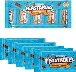 Feastables | Mr Beast Chocolate Bar | [5 BAR BUNDLE] Milk Chocolate Peanut Butter | New Formula Creamier 1.23 oz | Multipack Peanut Butter Chocolate Candy in Pakistan