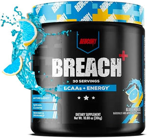 Breach+ Energy, Blue Lemonade - Sugar Free BCAA Energy Powder with 175 mg of Caffeine - Contains 3 Essential Amino Acids, L-Leucine, L-Isoleucine & L-Valine - BCAA Powder (30 Servings) in Pakistan