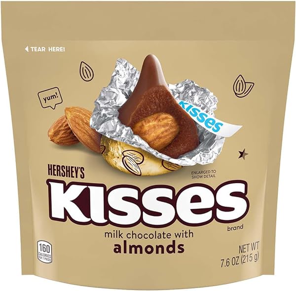 Hersheys kisses Milk Chocolate With Almonds Candy, Individually Wrapped, In Gold Foil Gluten Free, (7.6 oz) Bag in Pakistan in Pakistan
