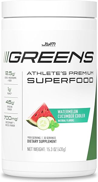 JYM Greens Super Food Powder for Performance, Watermelon Cucumber, Spirulina, Mushrooms, Vitamins, BroccoPhane & Broccoli, Men & Women, 30 Servings in Pakistan