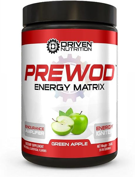 Driven PREWOD Energy Matrix, 50 Servings - Pre-Workout Supplement with Caffeine & Beta-Alanine - Energy, Focus, Strength, & Endurance for High-Intensity Training & Weight Lifting - Green Apple in Pakistan