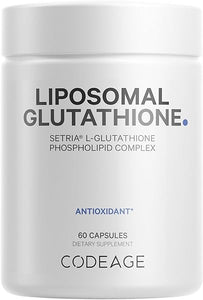 Codeage Liposomal Glutathione Supplement - Pure Reduced Setria L Glutathione Skin - Nano Encapsulated Glutathione Powder Pills - Phospholipids - Antioxidant Complex - Vegan, Non-GMO - 60 Capsules in Pakistan