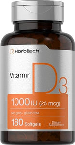 Vitamin D3 1000IU Softgels (25mcg) | 180 Count | Non-GMO, Gluten Free Supplement | by Horbaach in Pakistan