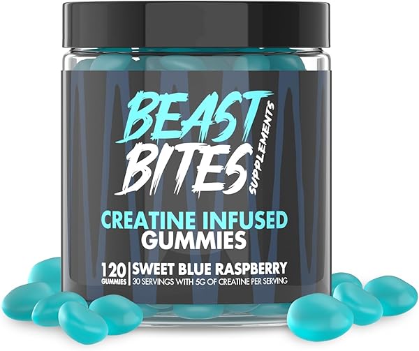 Creatine Bites - 5g Creatine Monohydrate Per Serving - No Sugar or Artificial Colors - Low-Calorie, Vegan & Halal - Made in The USA - Blue Raspberry Flavor - 30 Gummies in Pakistan in Pakistan