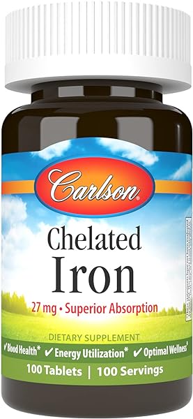 Chelated Iron, 27 mg Superior Absorption, Blood Health, Energy Utilization & Optimal Wellness, 100 Tablets in Pakistan