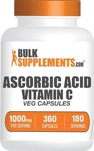 BULKSUPPLEMENTS.COM Ascorbic Acid Capsules - Vitamin C Capsules, Vitamin C Supplement - Vitamin C 1000mg, Soy Free - 2 Capsules per Serving, 180-Day Supply, 360 Veg Capsules in Pakistan