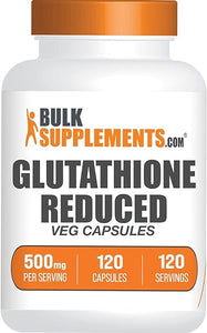 BULKSUPPLEMENTS.COM Glutathione Reduced Capsules (Reduced Glutathione) - for Antioxidant & Liver Support - Vegan, Gluten Free - 500mg per Serving - 4-Month Supply (120 Veg Capsules) in Pakistan