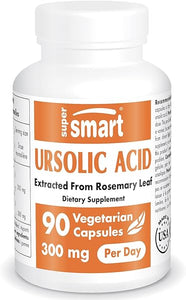 Ursolic Acid 300mg per Day (25% Purity) - Muscle Mass & Strength - Skin Health Support - UA Supplement - Rosemary Leaf Extract | Non-GMO & Gluten Free - 90 Vegetarian Capsules in Pakistan