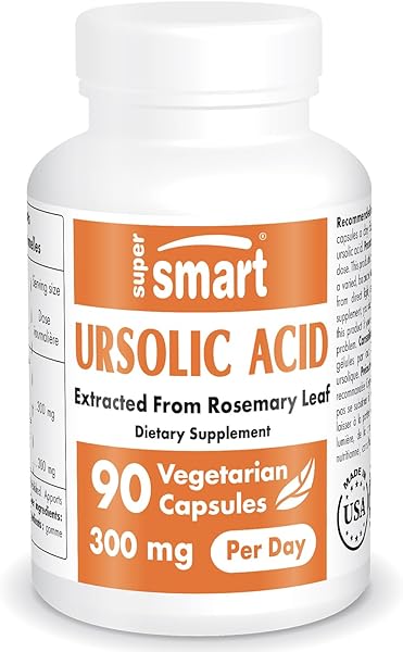 Ursolic Acid 300mg per Day (25% Purity) - Muscle Mass & Strength - Skin Health Support - UA Supplement - Rosemary Leaf Extract | Non-GMO & Gluten Free - 90 Vegetarian Capsules in Pakistan in Pakistan