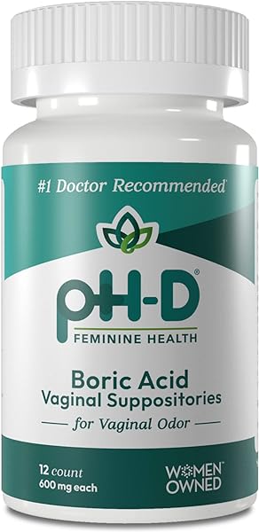 pH-D Feminine Health - 600 mg Boric Acid Suppositories - Woman Owned - for Vaginal Odor Use - 12 Count in Pakistan