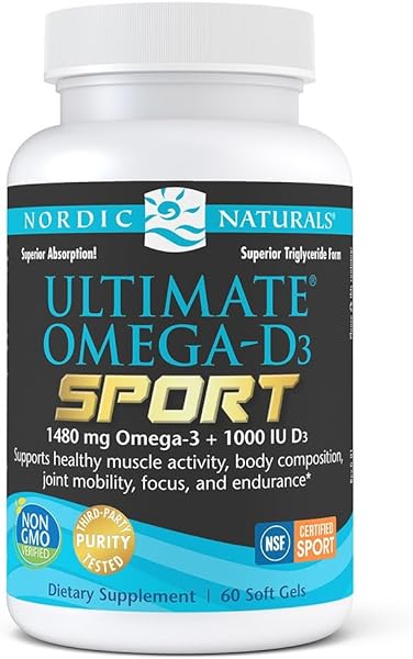 Ultimate Omega-D3 Sport, Lemon - 60 Soft Gels - 1480 mg Omega-3 + 1000 IU Vitamin D3 - NSF Certified - Supports Muscle, Bones, Focus & Endurance - 30 Servings in Pakistan