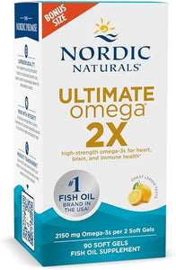 Ultimate Omega 2X, Lemon Flavor - 90 Soft Gels - 2150 mg Omega- High-Potency Omega-3 Fish Oil with EPA & DHA - Promotes Brain & Heart Health - Non-GMO - 45 Servings in Pakistan