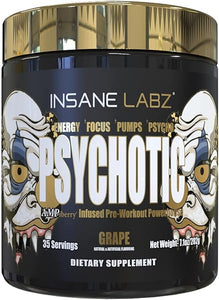 Psychotic Gold, High Stimulant Pre Workout Powder, Extreme Lasting Energy, Focus, Pumps and Endurance with Beta Alanine, DMAE Bitartrate, Citrulline, NO Booster, (Grape, 35 Servings) in Pakistan