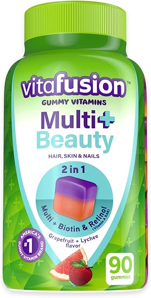 Vitafusion Multivitamin Plus Beauty – 2-in-1 Benefits – Adult Gummy with Hair, Skin & Nails Support (Biotin & Retinol – Vitamin A RAE) Daily, 90 Count in Pakistan