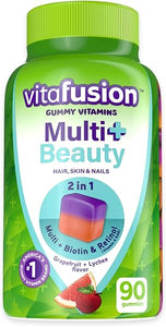 Vitafusion Multivitamin Plus Beauty – 2-in-1 Benefits – Adult Gummy with Hair, Skin & Nails Support (Biotin & Retinol – Vitamin A RAE) Daily, 90 Count in Pakistan