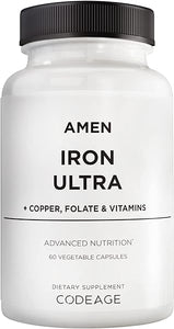 Iron Ultra Supplement + Copper, Folate, Vitamin C and Vitamin B12-2-Month Supply - Ferrous Sulfate Iron Vitamin - Iron 65mg Per Serving - Iron Folic Acid - Non-GMO Iron Pills - 60 Capsules in Pakistan