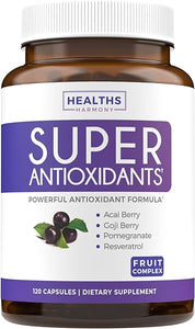 Super Antioxidants Supplement - Powerful Super Food Antioxidant Daily Blend - Acai Berry, Goji, Pomegranate & Trans Resveratrol - Herbal and Fruit Formula For Women and Men - Skin Care - 120 Capsules in Pakistan