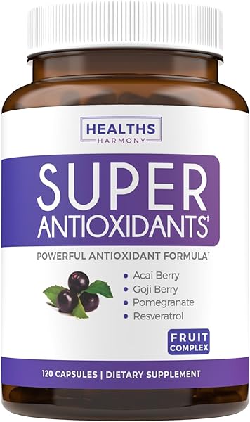 Super Antioxidants Supplement - Powerful Super Food Antioxidant Daily Blend - Acai Berry, Goji, Pomegranate & Trans Resveratrol - Herbal and Fruit Formula For Women and Men - Skin Care - 120 Capsules in Pakistan in Pakistan