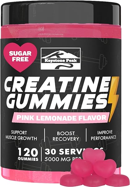 KP Creatine Monohydrate Gummies Pink Lemonade for Men & Women, 100% Creatine Pink Lemonade Gummies, 5g per Serving + Vegan, Sugar Free + Strength, Energy, Muscle & Booty Gain - 120 Count in Pakistan