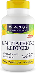 Healthy Origins L-Glutathione (Setria) Reduced, 500 mg - Immune Support Supplement - Collagen & Antioxidant Support - Gluten-Free Supplement - 150 Veggie Capsules in Pakistan