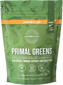 Super Greens Powder, 30 servings w/+50 Greens Superfood Chlorella, Probiotics, Green Tea, Wheatgrass, Kale, Turmeric, Green Superfood Powder for Energy - Primal Greens Green Powder in Pakistan