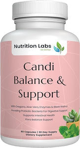 Candida Cleanse, Balance and Support Supplement by Nutrition Labs - Anti Overgrowth for Women - Extra Strength Balance Control Probiotic - Natural Herbal Oregano and Caprylic Acid - 60 CT in Pakistan