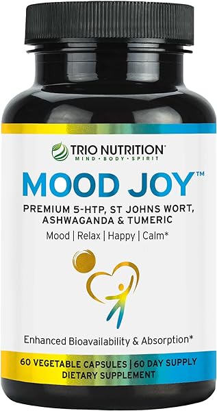 Trio Mood Joy | Premium 5-HTP, St Johns Wort, Ashwagandha & Turmeric | Ashwagandha Capsules to Promote Natural Calm & Relaxed Mood* | Mood Support Supplement* | 60 Day Supply in Pakistan in Pakistan