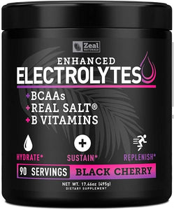 Enhanced Electrolyte Powder (Black Cherry| 90ct.) Sugar Free + BCAA, B-Vitamins & Real Salt® - Keto Electrolytes Drinks, Hydration Powder w Potassium, Sodium, Zinc, Magnesium for Hydration & Recovery in Pakistan