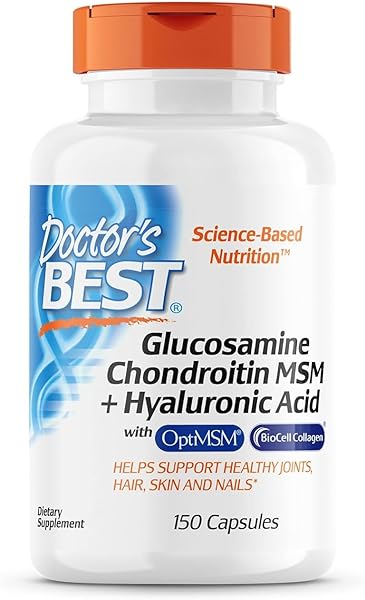 Glucosamine Chondroitin MSM + Hyaluronic Acid with OptiMSM Featuring Biocell Collagen, Joint Support, Non-GMO, Gluten & Soy Free, 150 Caps in Pakistan in Pakistan