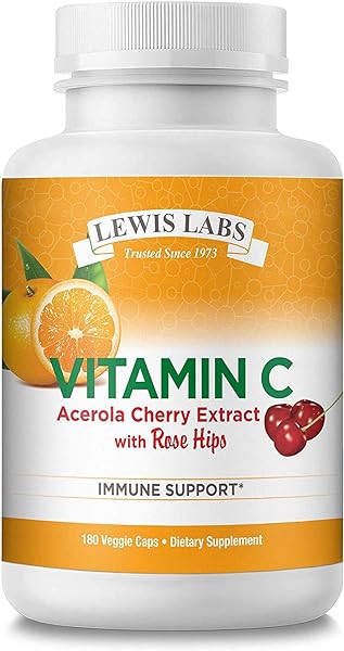 Lewis Labs Vitamin C with Rose HIPS & Acerola Cherry 1000mg | Pure Vitamin C Ascorbic Acid Supplement for Immune System & Cardiovascular Support & Healthy Skin | Non-GMO, Gluten Free Vitamins in Pakistan in Pakistan