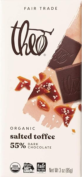 Chocolate Salted Toffee Organic Dark Chocolate Bar, 55% Cacao, 6 Pack | Fair Trade in Pakistan