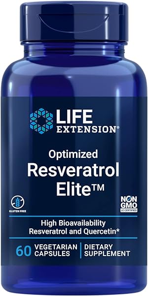 Optimized Resveratrol Elite - Highly Bioavailable Trans Resveratrol Supplement - From Grape & Japanese Knotweed - For Brain Health - Gluten-Free, Non-GMO - 60 Vegetarian Capsules in Pakistan