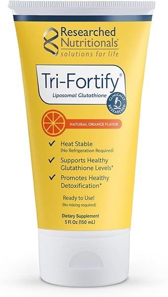 Researched Nutritionals Tri-Fortify Liposomal Glutathione - Clinically Researched for Superior Absorption - Supports Immune Health, Energy & Daily Detox - Orange Flavor for Kids & Adults (5 Fl Oz) in Pakistan in Pakistan