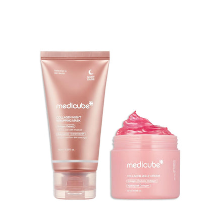 Medicube Korean Collagen for Beginner: Collagen Overnight Wrapping Peel Off Facial Mask Pack and Jelly Cream (1.69 Fl Oz (50ml)
