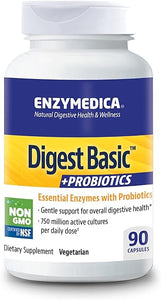 Digest Basic + Probiotics, Gentle Enzymes for Digestive Health, Breaks Down Carbs, Fats and Proteins with Protease, Amylase and Lipase, 750 Million CFU, Vegetarian, 90 Capsules in Pakistan