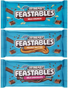 Feastables | Mr Beast Chocolate Bar | [3 BAR BUNDLE] Milk Chocolate Feastables | Milk Crunch | Peanut Butter | New Formula Creamier 2.1oz Mrbeast Chocolate | Feastables Chocolate in Pakistan
