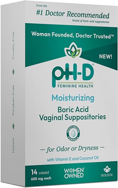 pH-D Feminine Health - Boric Acid Moisturizing Suppository - Woman Owned - for Vaginal Odor - Paraben-Free and Cruelty-Free - 14 Count in Pakistan