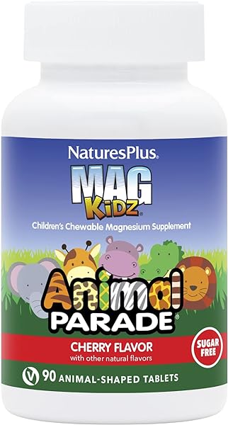 NaturesPlus Animal Parade Source of Life Sugar-Free MagKidz Children's Magnesium Supplement - Natural Cherry Flavor - 90 Chewable Tablets - Bone & Muscle Health Support - Gluten-Free - 45 Servings in Pakistan