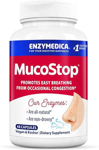 MucoStop, Natural Enzyme Supplement, Relieves Seasonal or Occasional Congestion, Supports Easy Breathing, 48 Count in Pakistan