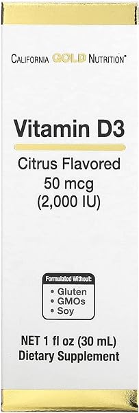 California Gold Nutrition Vitamin D3 (Citrus), 2,000 IU, 1 fl oz (30 ml) in Pakistan