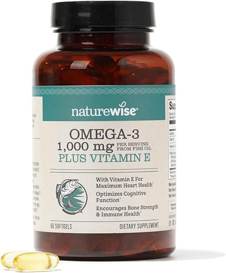 Extra-Strength Omega 3 Fish Oil Supplement - 1000mg per Serving - 600 EPA & 400 DHA and Vitamin E - Support for Heart & Brain Health - Lemon Flavor, Non-GMO - 60 Softgels[1-Month Supply] in Pakistan