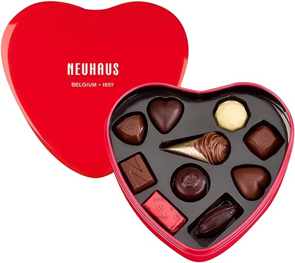 Neuhaus Belgian Chocolate Red Tin Heart Shaped Gift Box – 10 Neuhaus Chocolates Assorted Milk, White & Dark Chocolate Pralines – Romantic Chocolate Gift in Pakistan in Pakistan