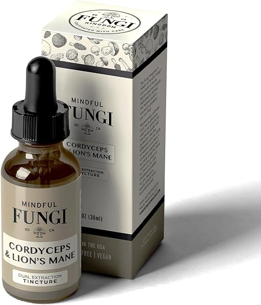 Mindful Fungi Lion's Mane Cordyceps Mushroom Supplement, Vegan Lion's Mane Liquid Extract, Brain Support Supplement, Natural Energy and Stamina Support, 1 fl oz, up to 30 Servings in Pakistan in Pakistan