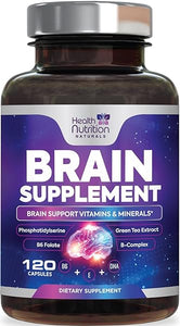 Brain Supplement for Memory and Focus - Nootropics for Concentration, Cognitive, & Mental Clarity Support, DMAE Bacopa, Phosphatidylserine, Brain Booster Health Vitamins B12, B6-120 Capsules in Pakistan