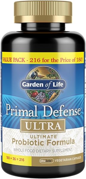 Whole Food Probiotic Supplement - Primal Defense Ultra Ultimate for Digestive and Gut Health, 216 Vegetarian Capsules in Pakistan