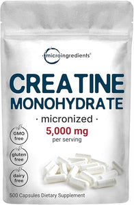 Creatine Monohydrate 5,000mg, 500 Capsules | Pure Creatine Pills – Micronized + Unflavored Powder Source, Easy Absorption | Pre Workout & Muscle Health Support | Keto, Non-GMO in Pakistan