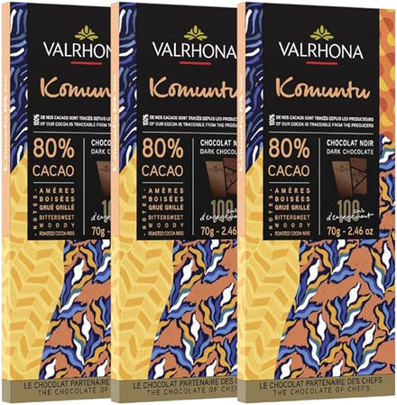 Premium Dark Chocolate KOMUNTU 80% Cacao Tasting Bars-Single Origin Belize Gourmet French Chocolate Perfect for Baking & Frostings, Cookies, Cakes, & Brownies. Kosher in Pakistan